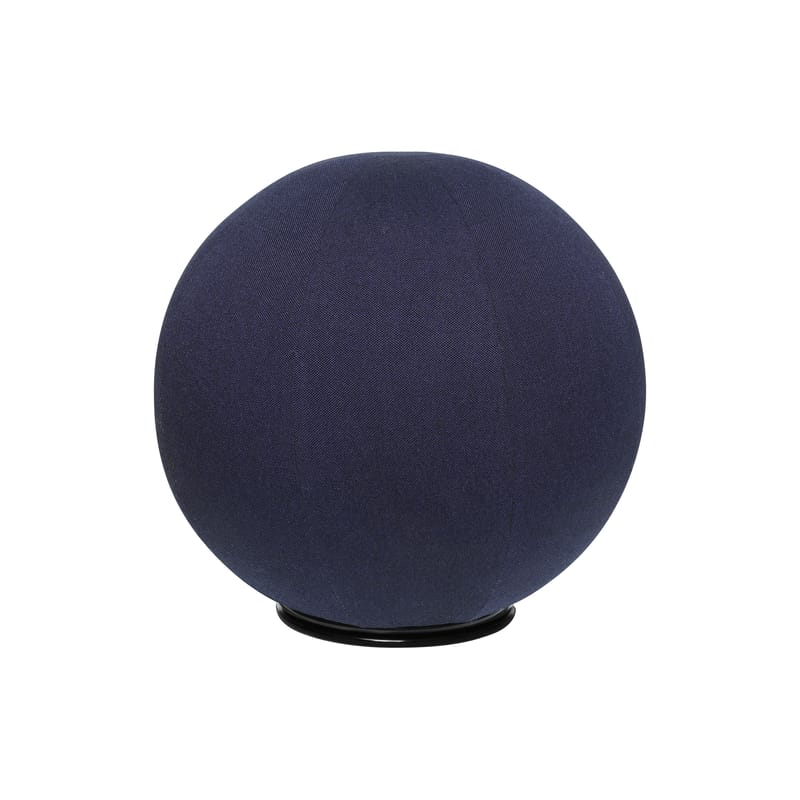 Furniture - Poufs & Floor Cushions - Palais Royal Pouf textile blue / Ø 65 cm - Exclusive - Lelièvre Paris - Midnight Blue / Black ash tree - Fabric, Foam, Lacquered ash