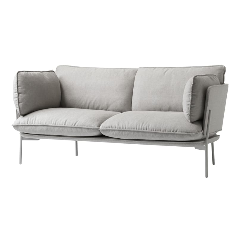 Furniture - Sofas - Cloud LN2 Straight sofa metal textile grey 2 seaters - L 168 cm - &tradition - Grey - Kvadrat fabric, Lacquered metal