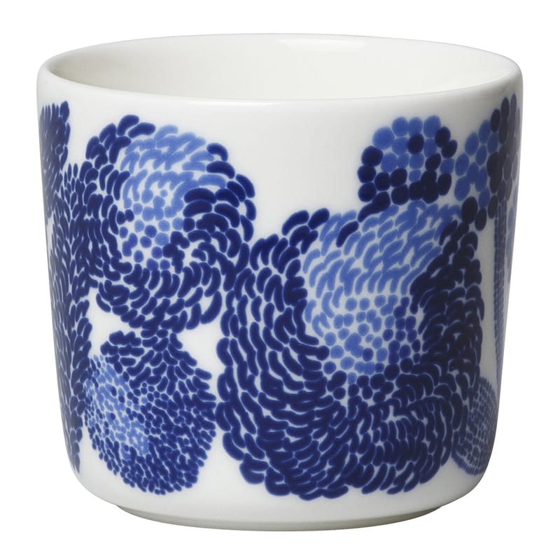 Table et cuisine - Tasses et mugs - Tasse à café Oiva Mynsteri céramique blanc bleu / Sans anse - Marimekko - Mynsteri / Blanc & bleu - Grès