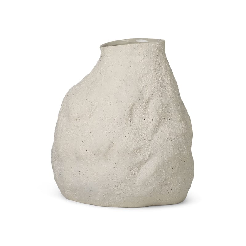Décoration - Vases - Vase Vulca Large céramique blanc / Grès - H 45 cm - Ferm Living - H 45 cm / Blanc cassé - Grès émaillé