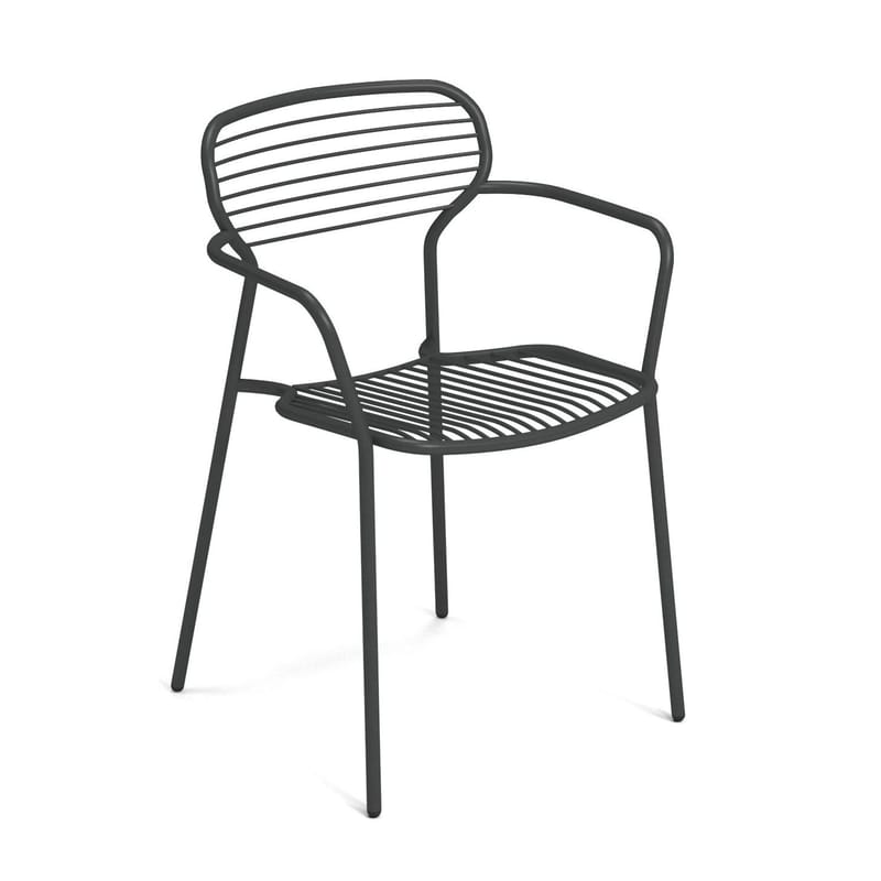 Mobilier - Chaises, fauteuils de salle à manger - Fauteuil empilable Apero métal - Emu - Fer ancien - Acier verni