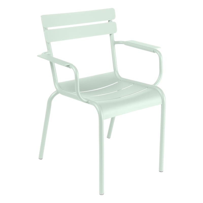Mobilier - Chaises, fauteuils de salle à manger - Fauteuil empilable Luxembourg Bridge métal vert / Aluminium - Fermob - Menthe glaciale - Aluminium laqué