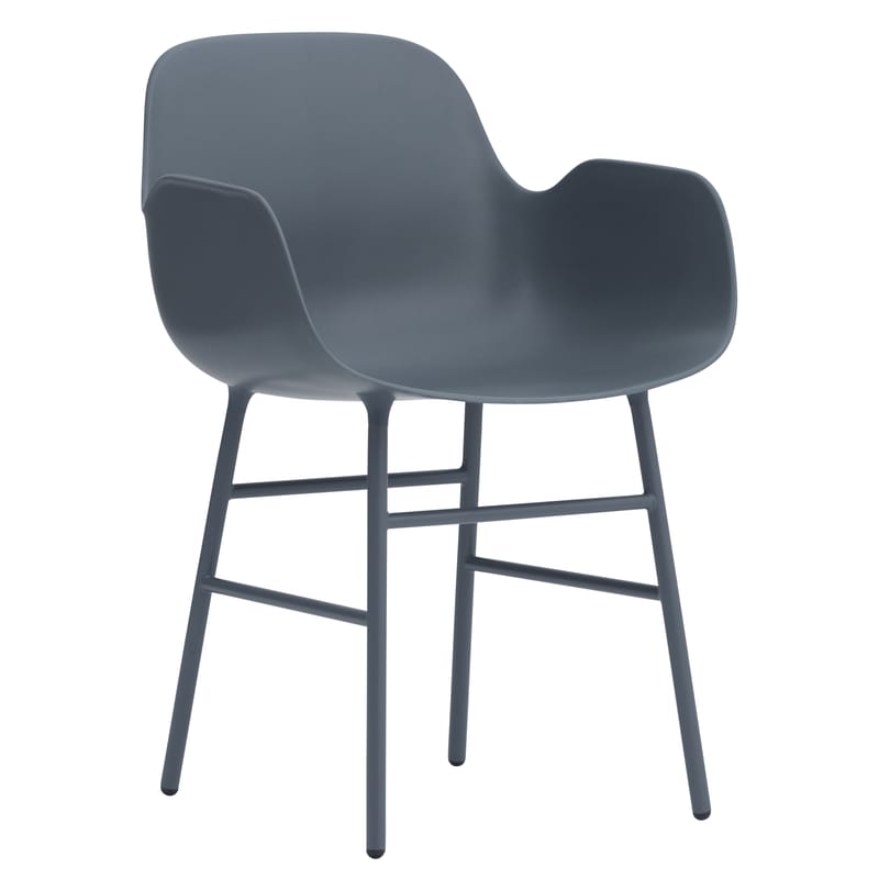 Mobilier - Chaises, fauteuils de salle à manger - Fauteuil Form plastique bleu / Pied métal - Normann Copenhagen - Bleu - Acier laqué, Polypropylène