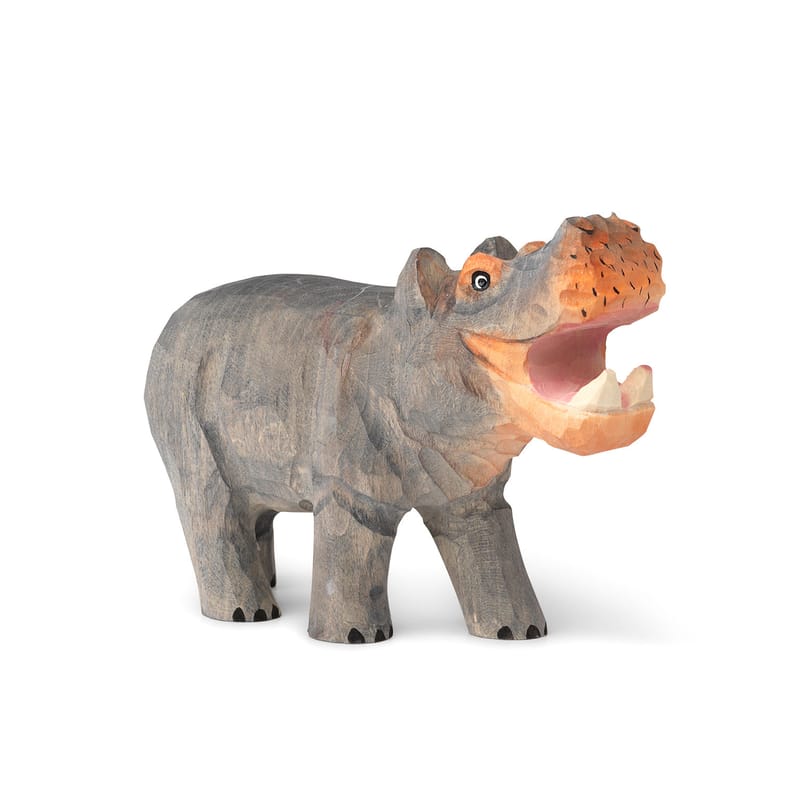 Décoration - Pour les enfants - Figurine Animal bois multicolore / Hippo - Bois sculpté main - Ferm Living - Hippopotame - Bois de peuplier