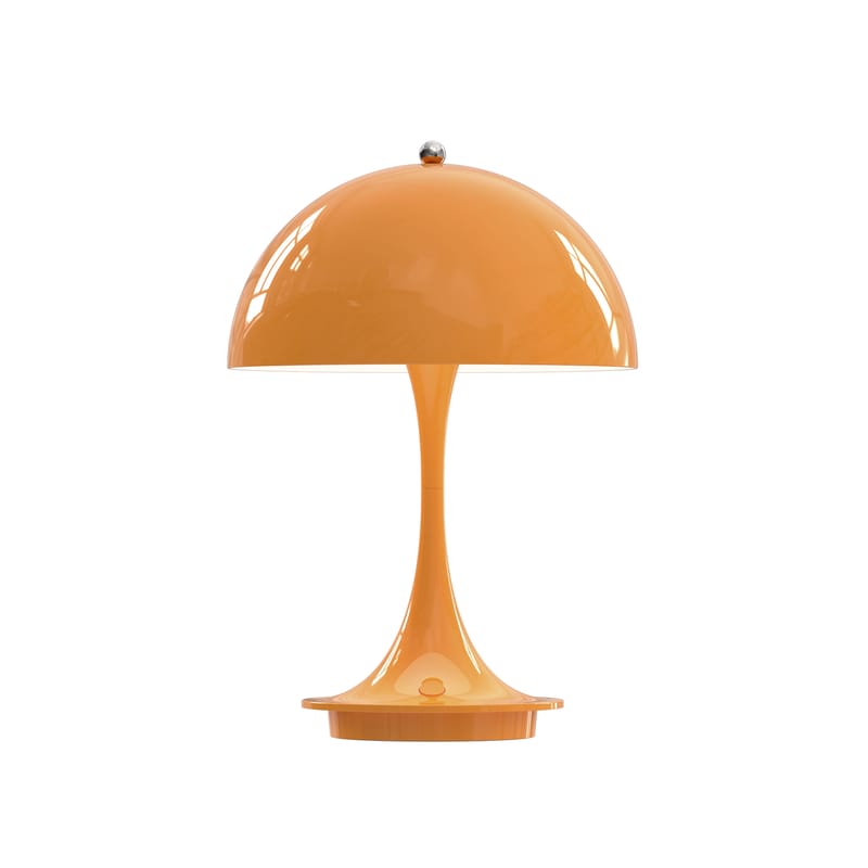 Luminaire - Lampes de table - Lampe extérieur sans fil rechargeable Panthella 160 Portable métal orange / LED - Ø 16 x H 23 cm - Louis Poulsen - Orange (métal) - Acier embouti, Fonte d\'aluminium