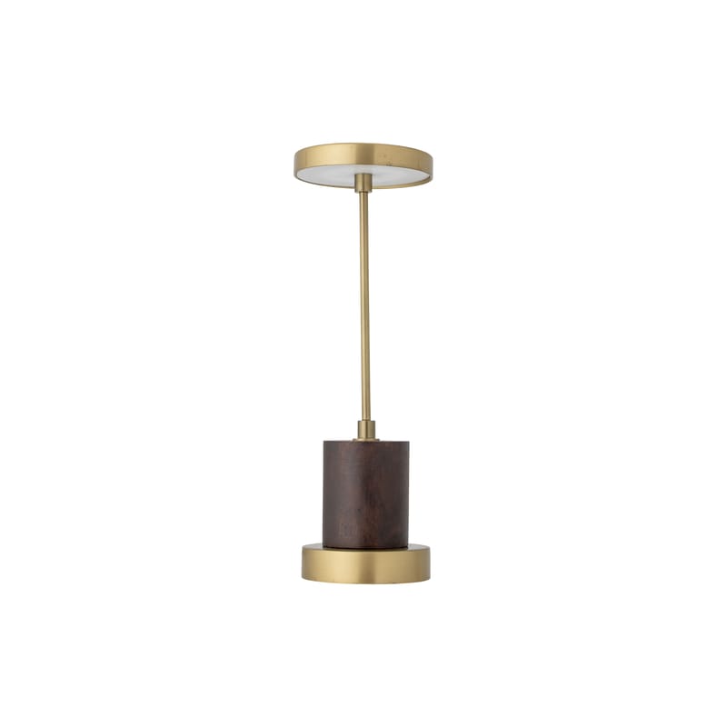 Luminaire - Lampes de table - Lampe sans fil rechargeable Chico LED métal or / Ø 10 x H 30 cm - Bloomingville - Laiton / Bois foncé - Bois de manguier, Fer