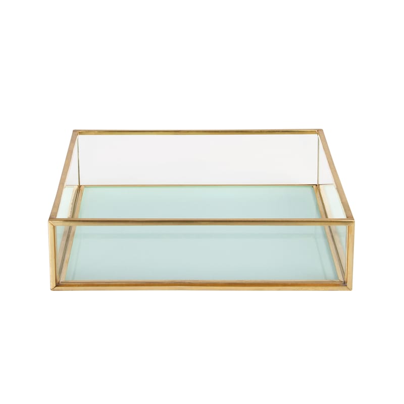 Dekoration - Schachteln und Boxen - Schale  metall glas blau / 16 x 16 cm - & klevering - Quadrat / himmelblau - Glas, Messing in Metalloptik