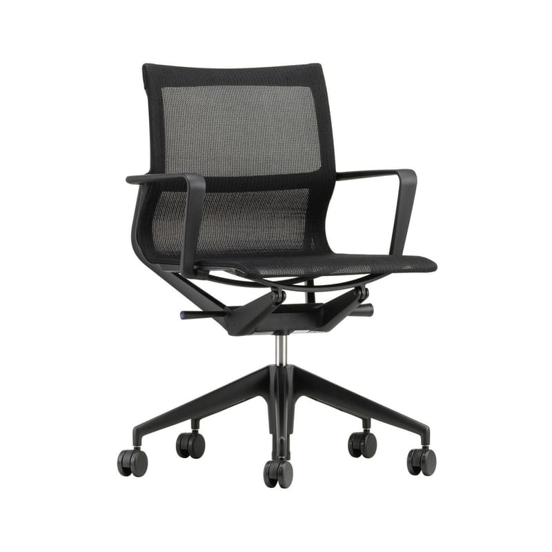 Möbel - Bürosessel - Sessel mit Rollen Physix textil schwarz / Mesh-Gewebe - Vitra - Schwarz (Stoff TrioKnit) / Untergestell schwarz - Aluminium, Netzgewebe, Polyamid