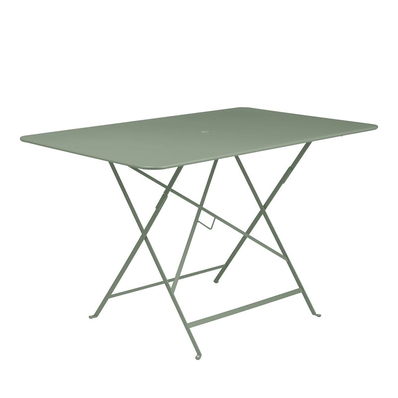 Outdoor - Tavoli  - Tavolo pieghevole Bistro metallo verde / 117 x 77 cm - 6 persone - Foro ombrellone - Fermob - Cactus - Acciaio verniciato