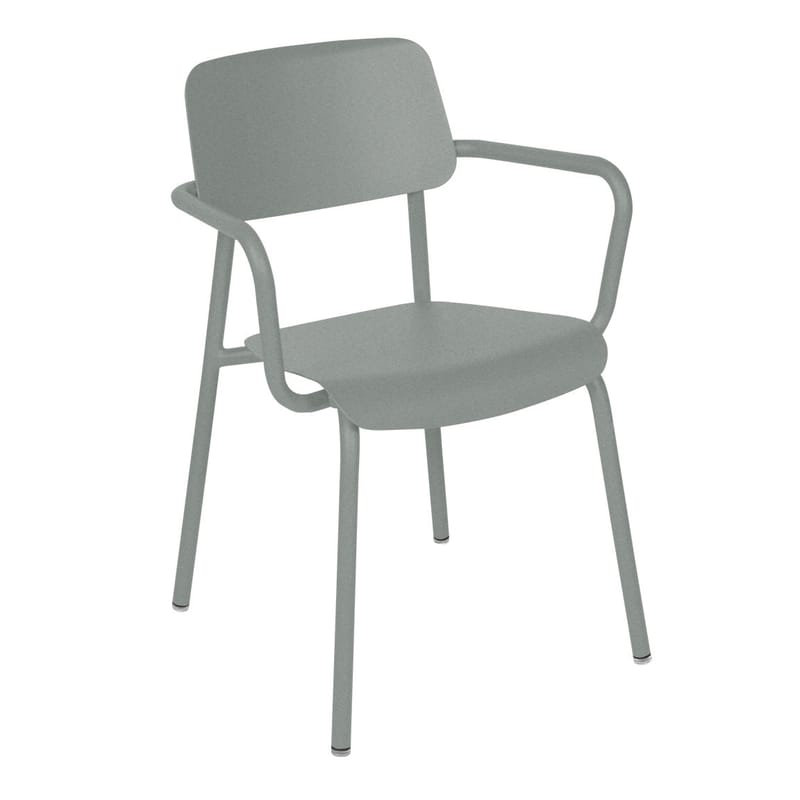 Mobilier - Chaises, fauteuils de salle à manger - Fauteuil empilable Studie métal gris / Aluminium - Fermob - Gris lapilli - Aluminium