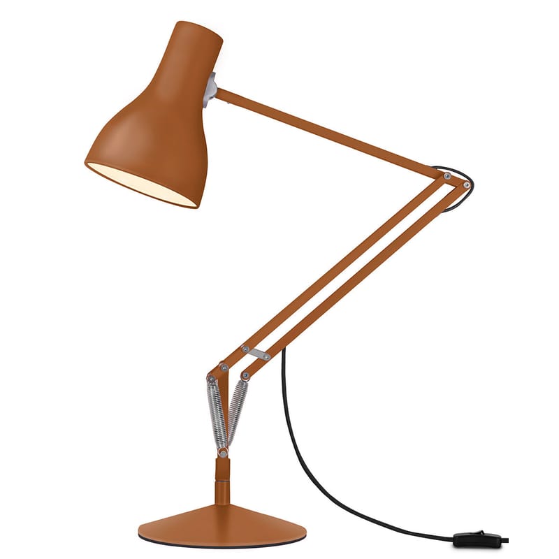 Luminaire - Lampes de table - Lampe de table Type 75 métal orange marron / By Margaret Howell / Réédition 1930\' - Anglepoise - Sienne - Acier, Aluminium, Fonte