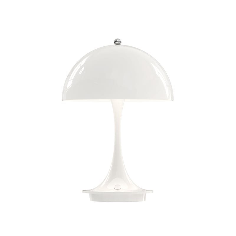 Luminaire - Lampes de table - Lampe extérieur sans fil rechargeable Panthella 160 Portable métal blanc / LED - Ø 16 x H 23 cm - Louis Poulsen - Blanc (métal) - Acier embouti, Fonte d\'aluminium