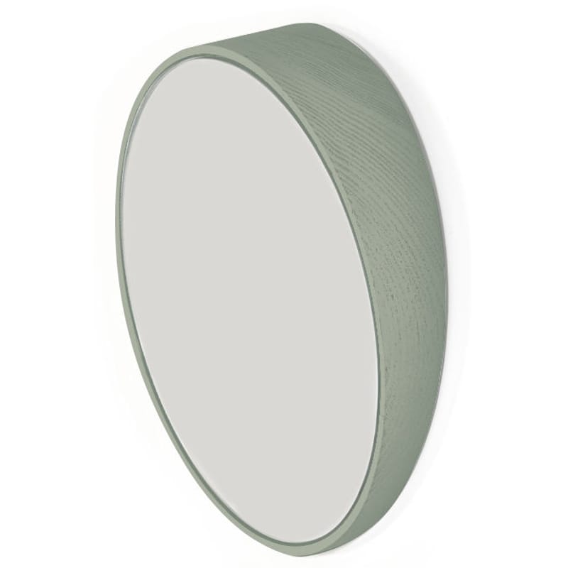 Décoration - Miroirs - Miroir Odilon Medium verre bois vert / Ø 40 cm - à poser ou suspendre - Hartô - Vert - MDF plaqué hêtre