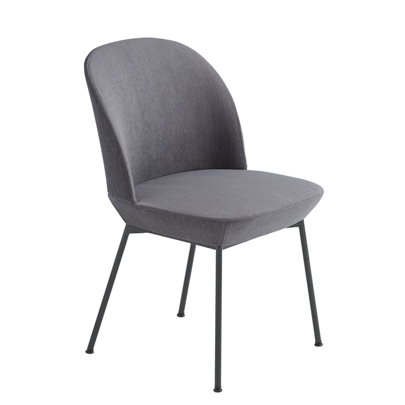 Furniture - Chairs - Oslo Padded chair textile grey / Fabric - Muuto - Grey / Black legs - High density foam, Kvadrat fabric, Painted steel