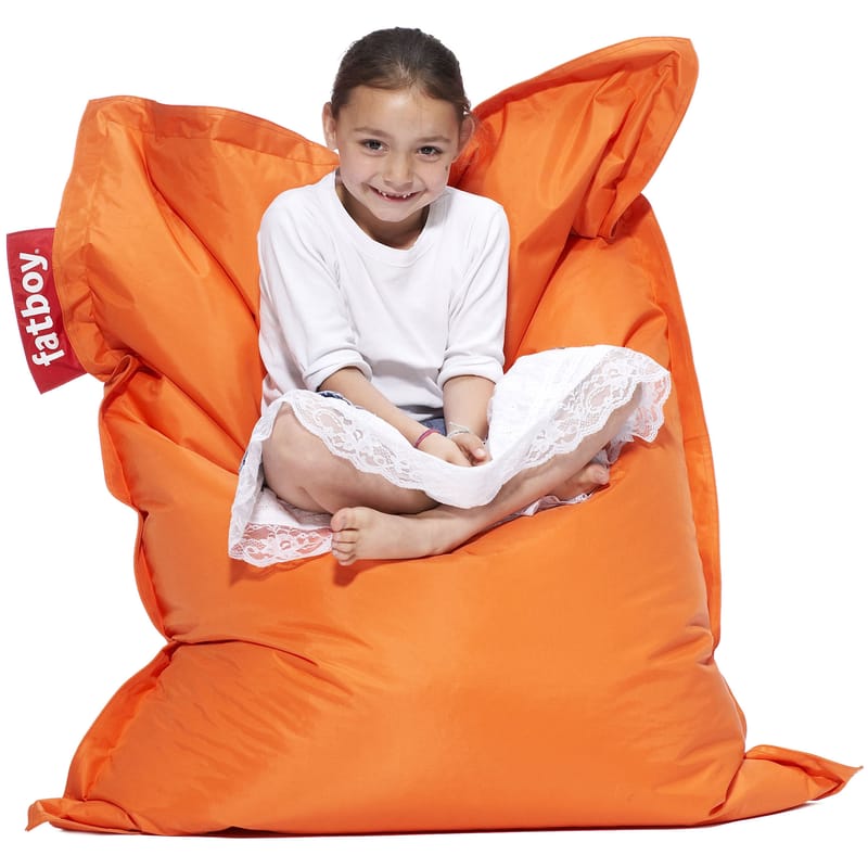 Mobilier - Compléments d\'ameublement - Pouf enfant Junior tissu orange / Nylon - 130 x 100 cm - Fatboy - Orange - Micro-billes de polystyrène