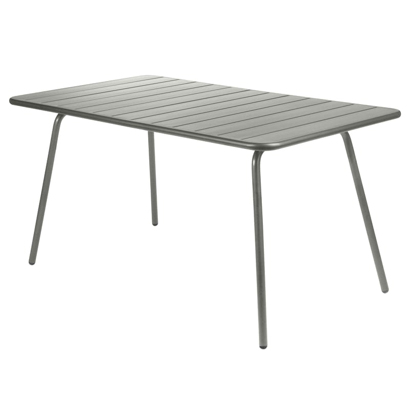 Jardin - Tables de jardin - Table rectangulaire Luxembourg métal vert gris / 6 personnes - 143 x 80 cm - Aluminium - Fermob - Romarin - Aluminium laqué