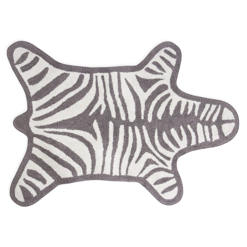 Décoration - Tapis - Tapis de bain Zebra  blanc gris / Reversible - 112 x 79 cm - Jonathan Adler - Blanc / Gris clair - Coton
