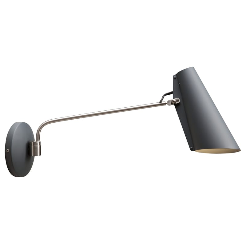 Illuminazione - Lampade da parete - Applique Birdy / L 53 cm - Riedizione 1952 - Northern Lighting - Grigio / Braccio acciaio - Acciaio, alluminio verniciato