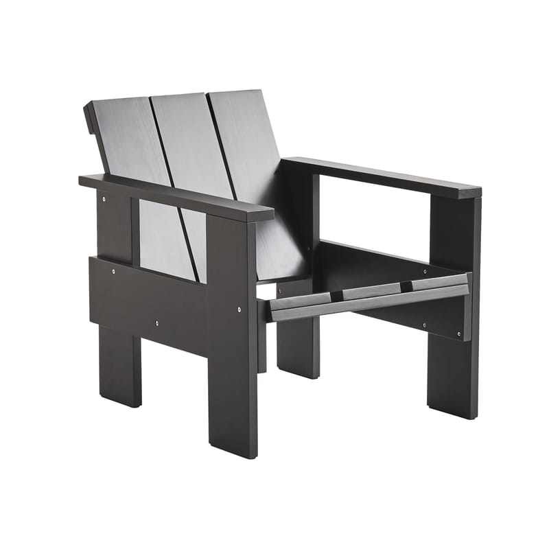 Furniture - Armchairs - Crate Lounge armchair wood black / Gerrit Rietveld - Wood - Hay - Black - Solid pine