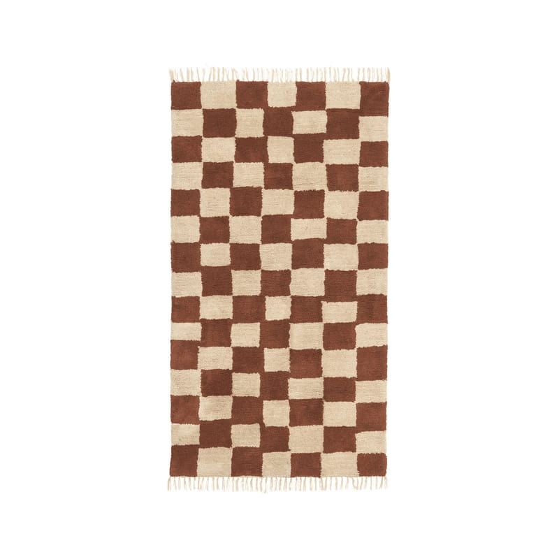 Décoration - Tapis - Tapis Mara Medium tissu marron / 90 x 150 cm - Tufté main - Ferm Living - Rouille / Sable chaud - Coton biologique