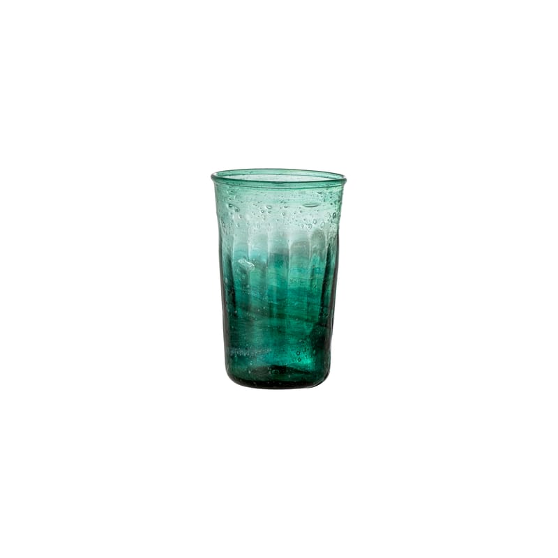 Table et cuisine - Verres  - Verre Taja verre vert / Ø 7 x H 11,5 cm - Verre recyclé - Bloomingville - Vert émeraude - Verre recyclé