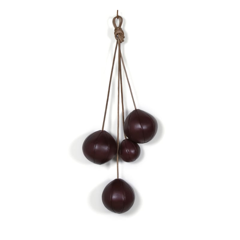 Furniture - Coat Racks & Pegs - Clothes Rack Wall coat rack leather red / Leather balls & ropes - ENOstudio - Burgundy - Leather