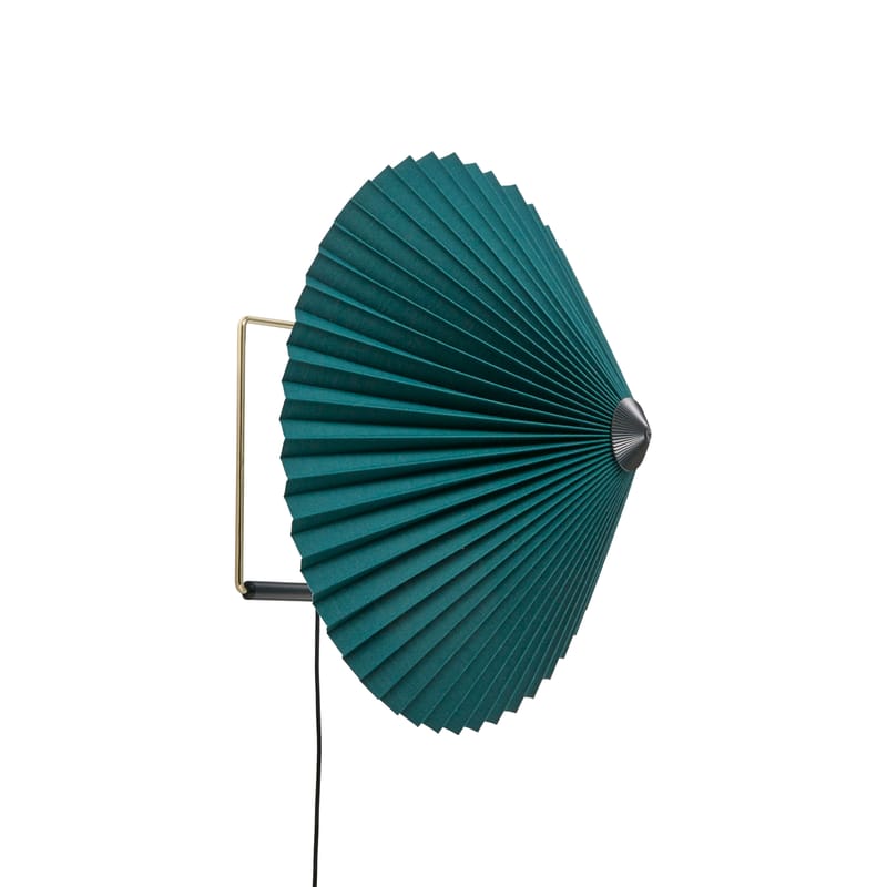 Luminaire - Appliques - Applique avec prise Matin Large tissu vert / LED - Ø 38 cm - Hay - Vert - Coton plissé, Fil d\'acier