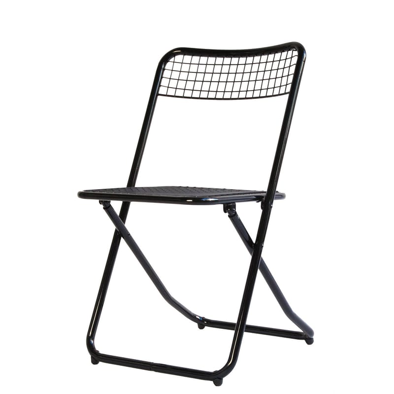 Mobilier - Chaises, fauteuils de salle à manger - Chaise pliante 085 métal noir / grillagé - Houtique - Noir - Acier laqué époxy