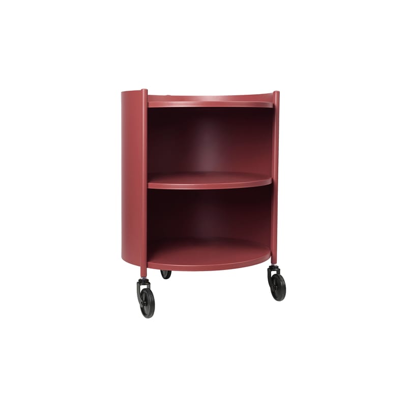 Mobilier - Tables basses - Chariot Eve métal rouge / Ø 40 x H 53 cm - Ferm Living - Rouge acajou - Acier