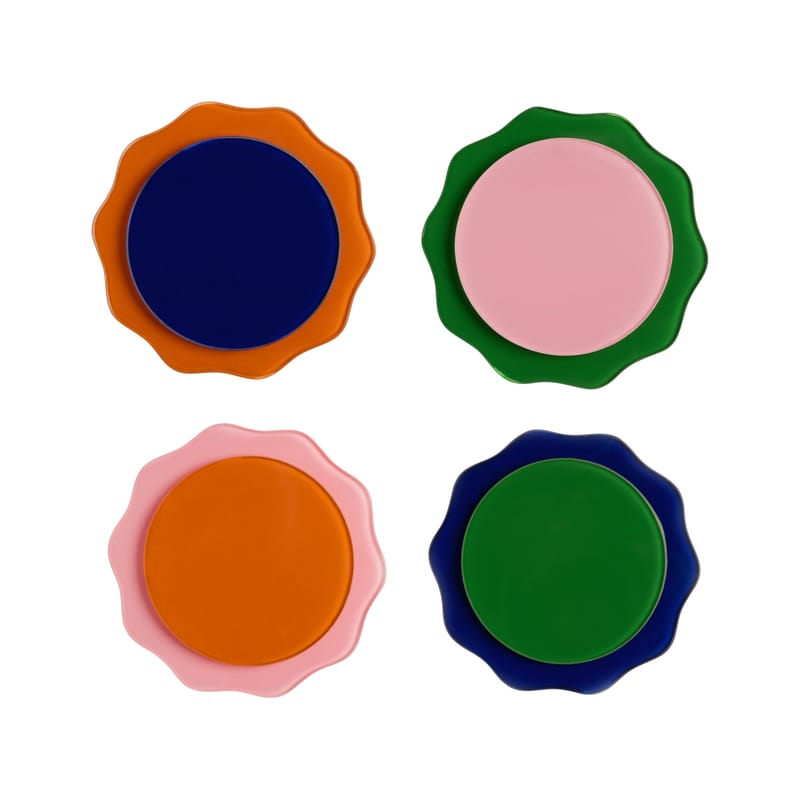 Table et cuisine - Dessous de plat - Dessous de verre Wobbly verre multicolore / Set de 4 - Verre - & klevering - Multicolore - Verre