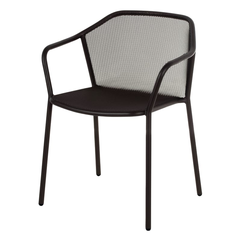 Mobilier - Chaises, fauteuils de salle à manger - Fauteuil bridge Darwin métal noir / Empilable - Emu - Noir - Acier verni