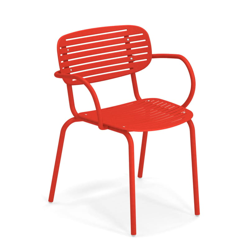 Mobilier - Chaises, fauteuils de salle à manger - Fauteuil empilable Mom métal rouge - Emu - Rouge - Acier verni