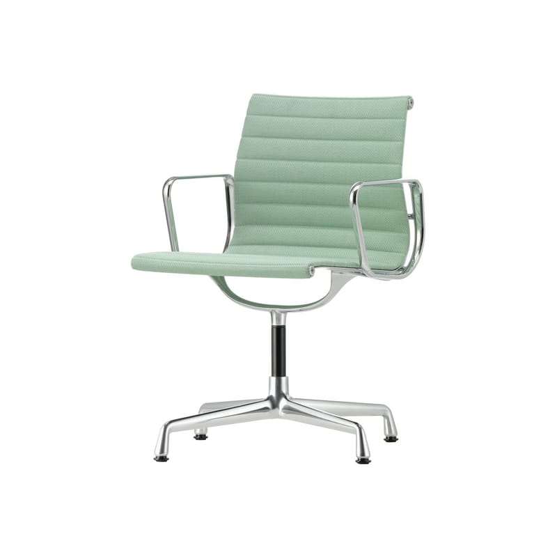 Mobilier - Fauteuils de bureau - Fauteuil pivotant Aluminium Chair EA104 tissu vert / Eames, 1958 - Vitra - Menthe (tissu Track) / Alu chromé - Aluminium injecté, Mousse polyuréthane, Tissu