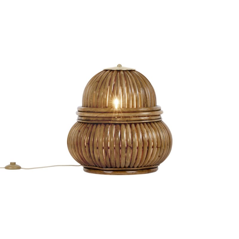 Icônes - Luminaires iconiques  - Lampe de sol Bohemian ‘72 fibre végétale beige bois naturel / Réédition 1972 - Gubi - Rotin naturel / Laiton - Laiton, Rotin