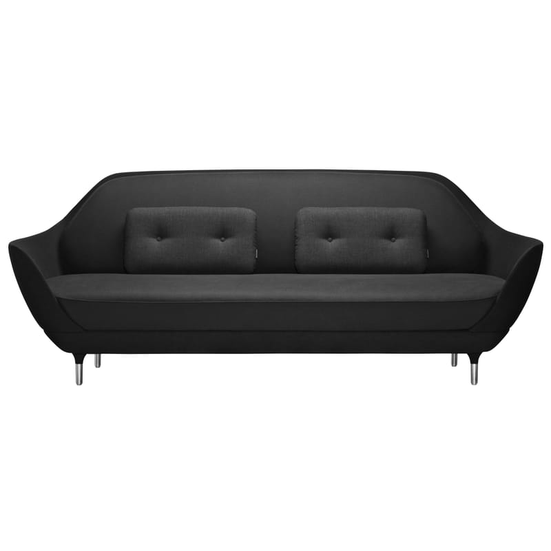 Furniture - Sofas - Favn Straight sofa textile black L 221 cm - Fritz Hansen - Black - Fibreglass, Kvadrat fabric, Polyurethane foam, Steel
