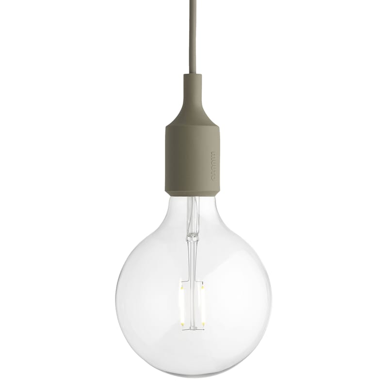 Luminaire - Suspensions - Suspension E27 plastique vert / Silicone - Ampoule incluse - Muuto - Vert olive - Silicone