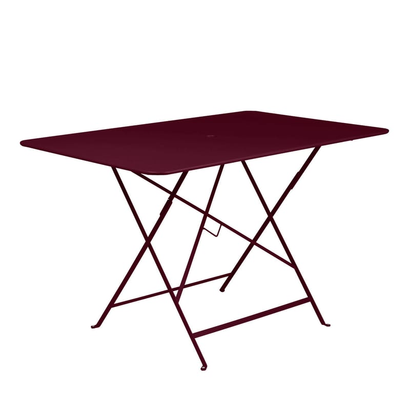 Outdoor - Tavoli  - Tavolo pieghevole Bistro metallo rosso / 117 x 77 cm - 6 persone - Foro per ombrellone - Fermob - amarena - Acciaio verniciato