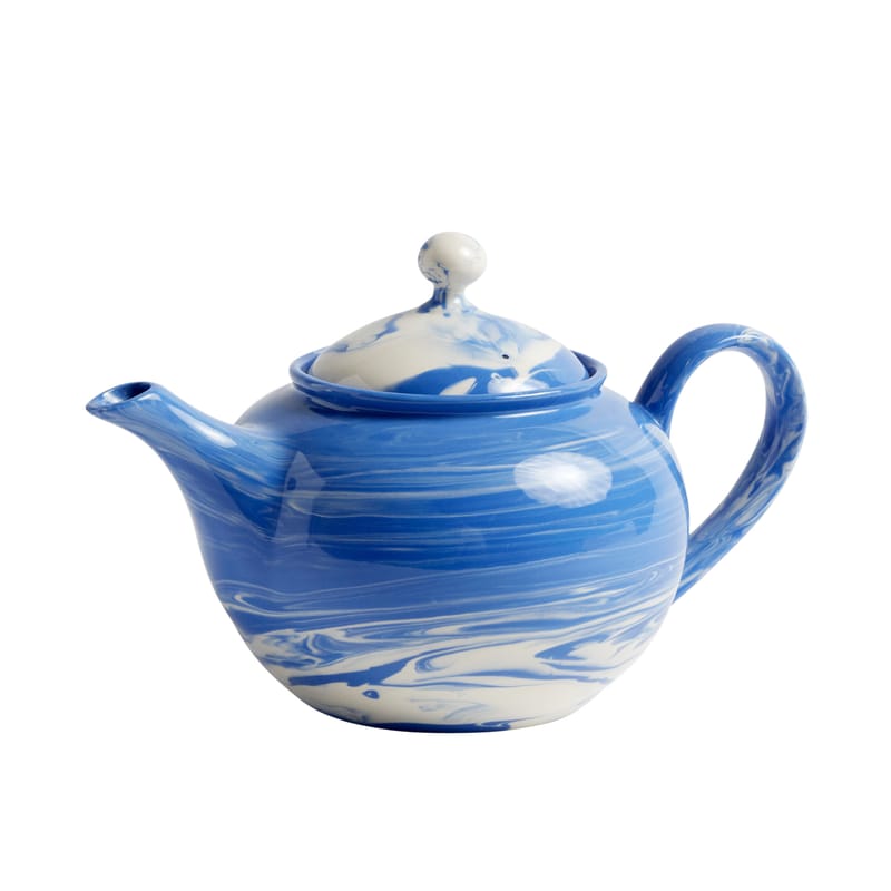 Table et cuisine - Thé et café - Théière Marbled céramique bleu / 0.8 L - Porcelaine - Hay - Bleu - Grès, Porcelaine