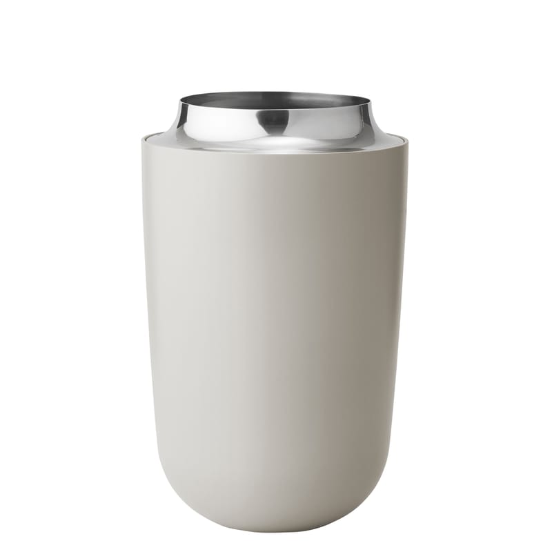 Décoration - Vases - Vase Concave métal beige Large / H 22,5 cm - Stelton - H 22,5 cm / Sable - Acier inoxydable poli, Aluminium poudré