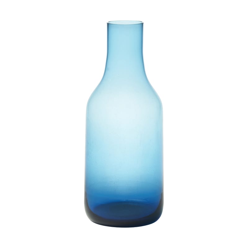 Décoration - Vases - Carafe Bottiglia verre bleu / Vase - H 27 cm - Bitossi Home - Bleu - Verre soufflé