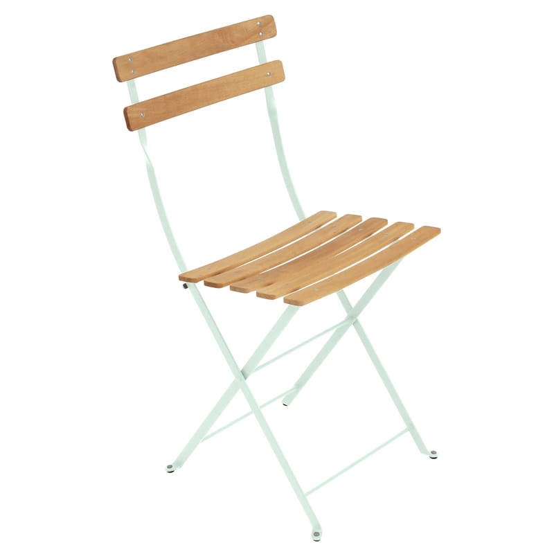Mobilier - Chaises, fauteuils de salle à manger - Chaise pliante Bistro bois naturel - Fermob - Menthe glaciale / Bois - Acier peint, Hêtre traité