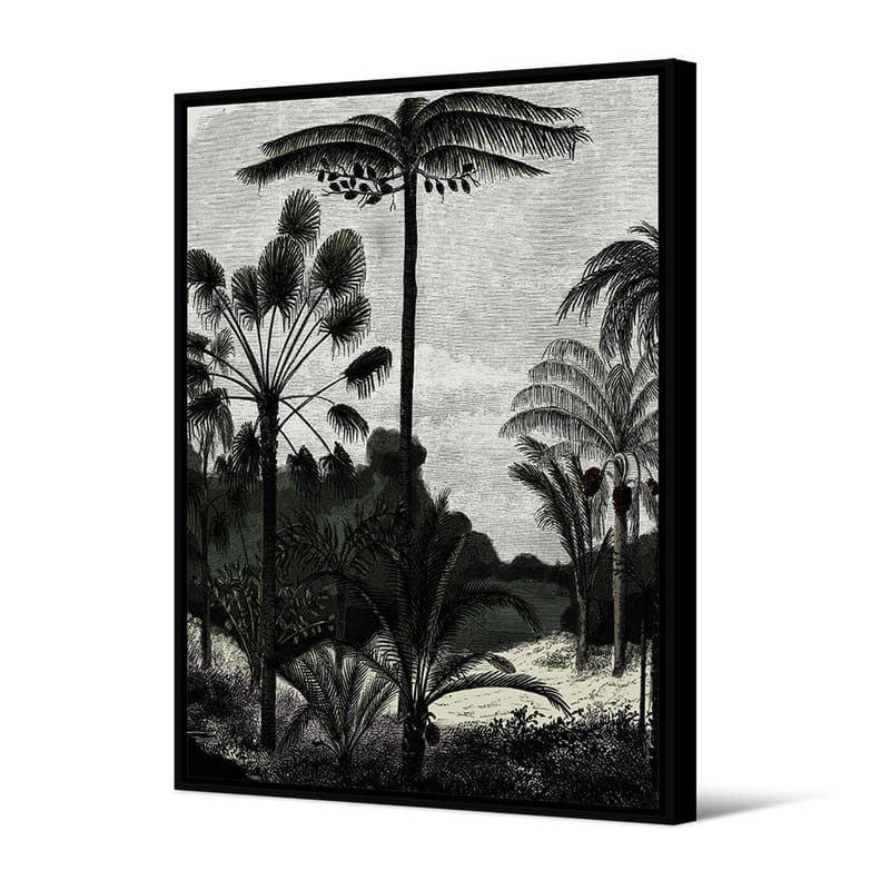 Decoration - Wallpaper & Wall Stickers - Brohea Framed canvas textile grey / 80 x 120 cm - PÔDEVACHE - Exotic nature / Grey - Cloth, Pine