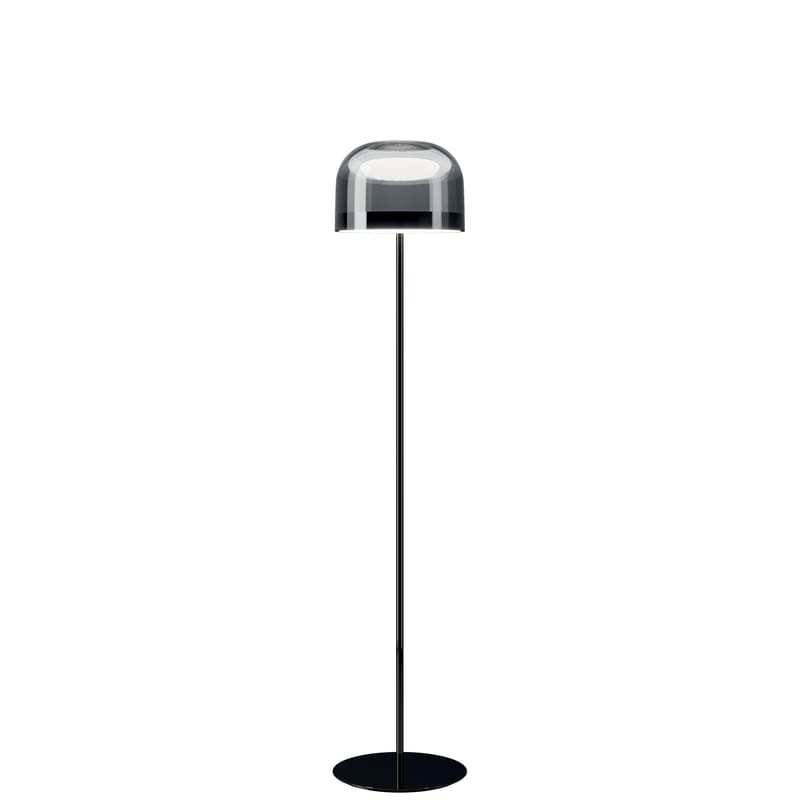 Luminaire - Lampadaires - Lampadaire Equatore Small   / LED - Verre - H 135 cm - Fontana Arte - Noir & gris fumé - Métal, Verre soufflé