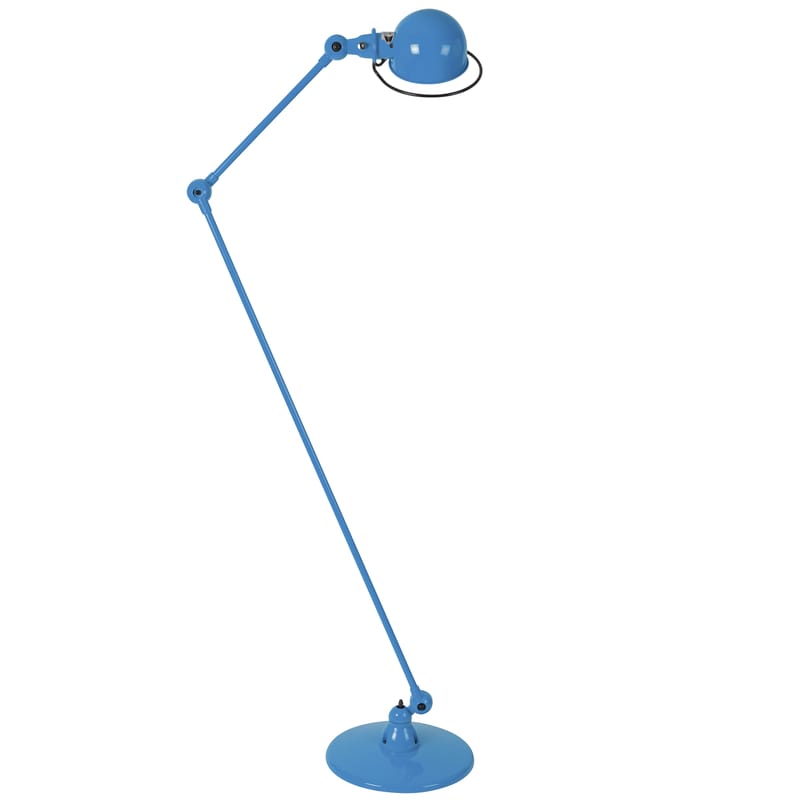 Luminaire - Lampadaires - Lampadaire Loft métal bleu / 2 bras articulés - H max 160 cm - Jieldé - Bleu brillant - Acier inoxydable