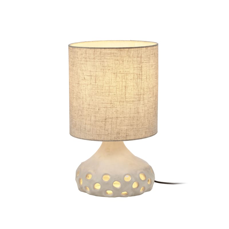 Luminaire - Lampes de table - Lampe de table Oya 01 tissu céramique beige / Grès & tissu - Ø 25 x H 42 cm - Serax - Tissu beige / beige - Grès, Tissu