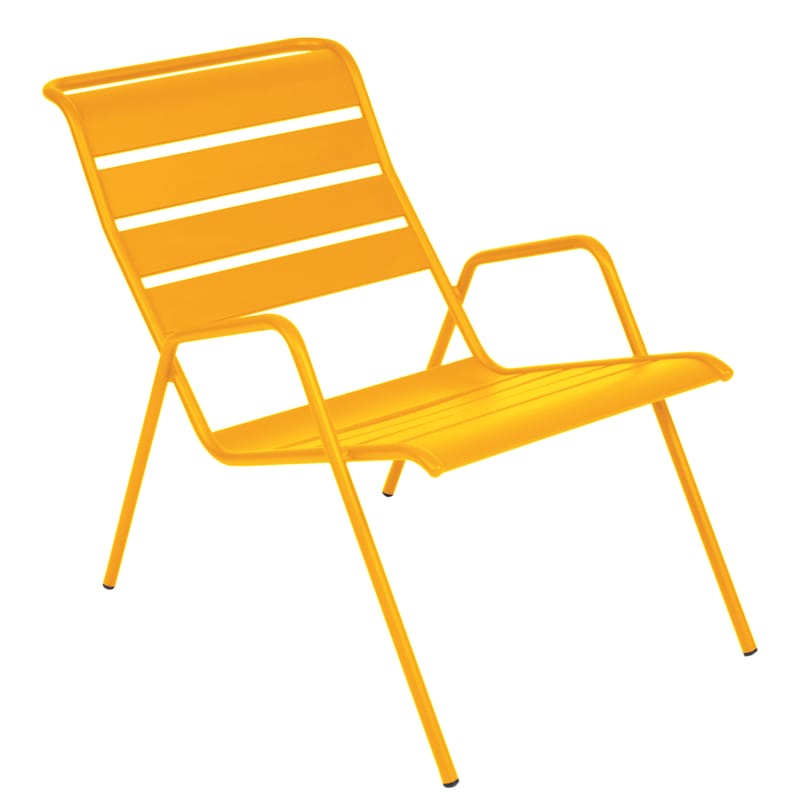 Furniture - Armchairs - Monceau Low armchair metal yellow orange Stackable - Fermob - Honey - Painted steel