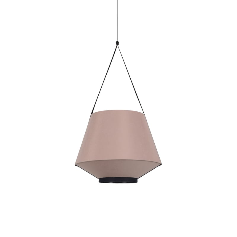 Luminaire - Suspensions - Suspension Carrie Small tissu beige / Ø 45 x H 82 cm - Lin - Forestier - Nude - Lin