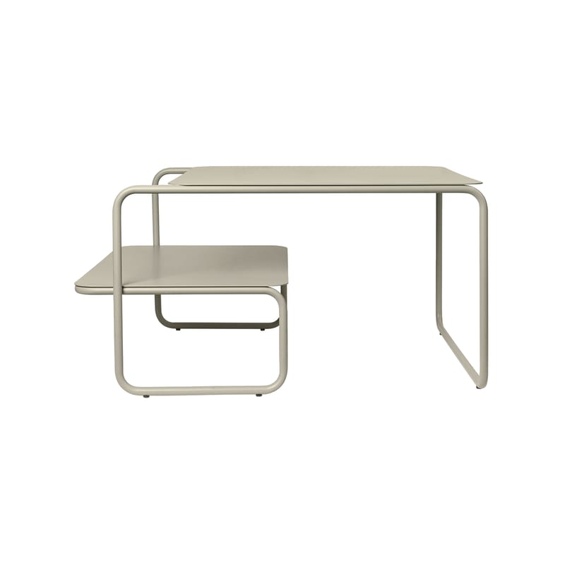 Mobilier - Tables basses - Table basse Level métal beige / 79 x 40 cm - Ferm Living - Beige Cachemire - Acier revêtement poudre