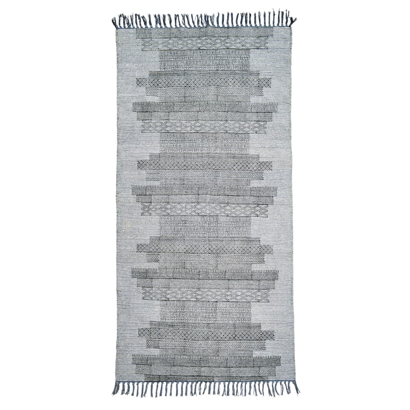 Décoration - Tapis - Tapis Karma  gris / 90 x 200 cm - House Doctor - Gris & noir - Coton, Polyester
