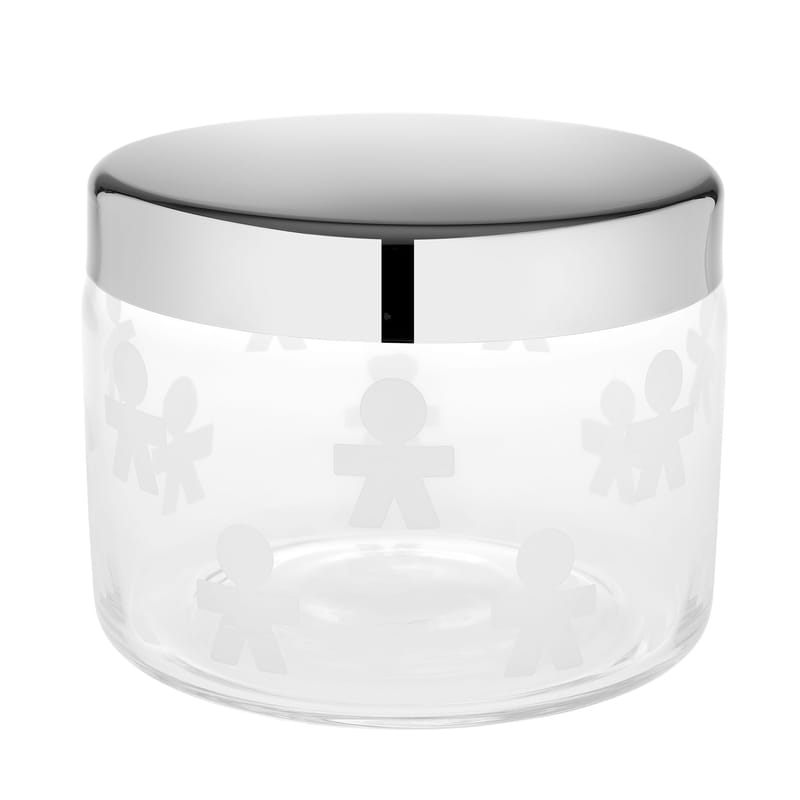 Tableware - Storage jars and boxes - Girotondo Biscuit tin glass transparent - Alessi - Transparent / Steel lid - Silkscreen printing glass, Stainless steel